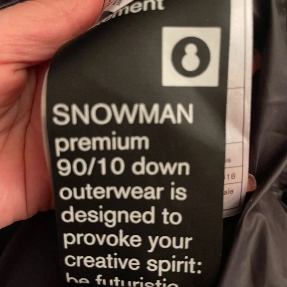 Snowman black down long puffer coat with real fur hood size Large - Picture 12 of 13